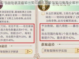 幻书启世录顶级输出契印排名及最强契印推荐全解析