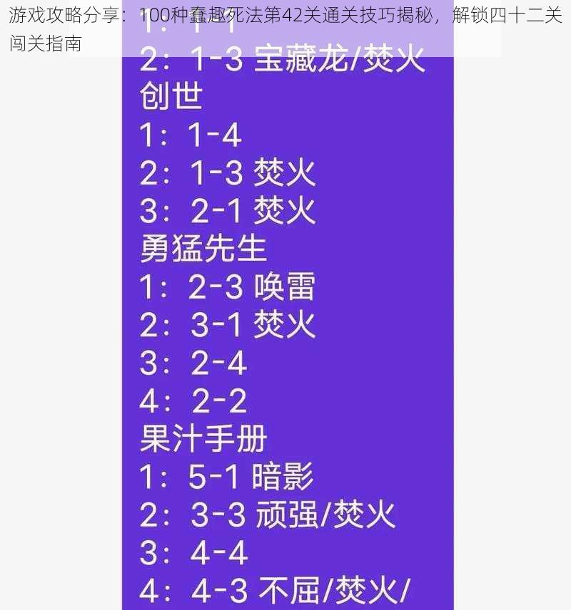 游戏攻略分享：100种蠢趣死法第42关通关技巧揭秘，解锁四十二关闯关指南