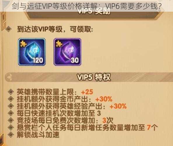 剑与远征VIP等级价格详解：VIP6需要多少钱？